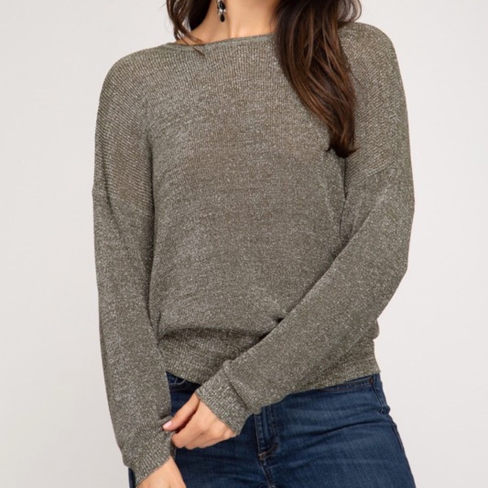 Lurex Knit Sweater / Open Back NWT